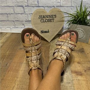 Roan by Bed Stu Kaliope Womens Gladiator Sandals Bone White 10
